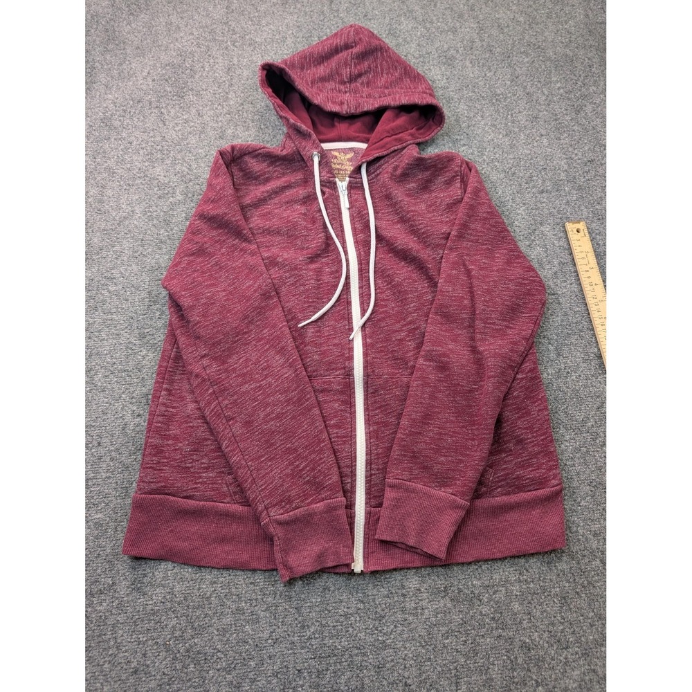 Faded Glory Hoodie Kids Size 12-14 Red Full Zip Fleece Pockets Solid Sweatshirt